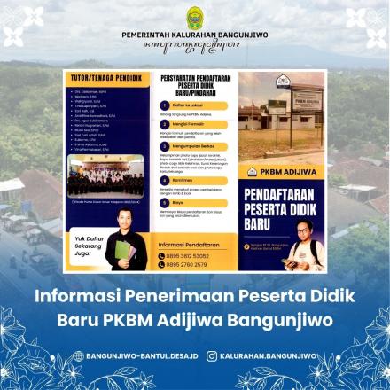 Pengumuman Penerimaan Siswa Baru PKBM Adi Jiwa Bangunjiwo