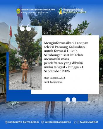 Apel Pamong Kalurahan Bangunjiwo Senin 7 September 2026